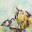Painting Gods altars, sparrows on the cross Atelier for Hope Biblical art