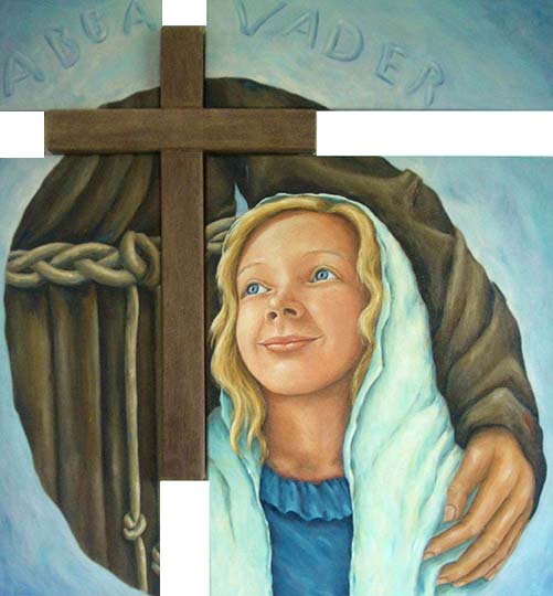 Bijbels Schilderij Abba Vader Vierluik met kruis | Atelier for Hope Doetinchem Fenna Moehn Hummel