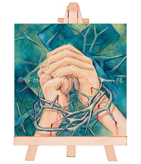 Miniatuur Schilderij lijden van Jezus, Man van Smarten. Atelier for Hope Doetinchem