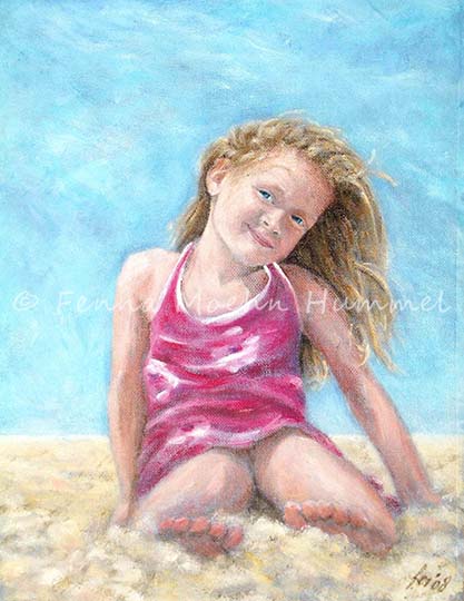 Schilderij meisje aan het strand Atelier for Hope Doetinchem Fenna Moehn Hummel