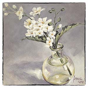 Schilderijen op Kaarten, Bijzondere kaarten, Glazen bolflesje met bloem, Atelier for Hope Doetinchem