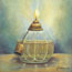 mini schilderij olielamp - licht overwint - bijzondere handgeschilderde schilderijen Atelier for Hope