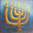 keramische tegel van schilderij Menorah lampenstandaard - joods christelijk- bijzondere kunstkado's
