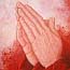 Christelijk schilderij biddende handen in gebed | Atelier for Hope Bijbelse schilderijen